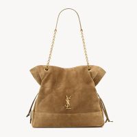 Saint Laurent Jamie Shopping Bag In Suede Beige