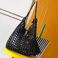 Saint Laurent Large Le 5 A 7 Supple Bag In Wood Beads Black/Gold