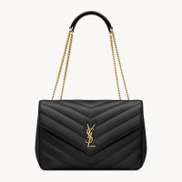 Saint Laurent Large Loulou Chain Bag In Matelasse Lambskin Black/Gold