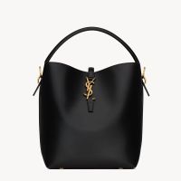 Saint Laurent Medium Le 37 Bucket Bag In Shiny Leather Black/Gold