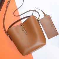 Saint Laurent Small Le 37 Bucket Bag In Shiny Leather Brown/Gold