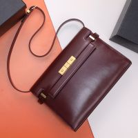 Saint Laurent Manhattan Shoulder Bag In Smooth Leather Burgundy/Gold