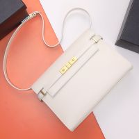 Saint Laurent Manhattan Shoulder Bag In Box Leather White/Gold