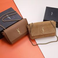 Saint Laurent Medium Kate Reversible Bag In Smooth Leather and Suede Brown/Gold