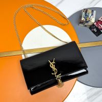 Saint Laurent Medium Kate Tassel Bag In Patent Leather Black/Gold