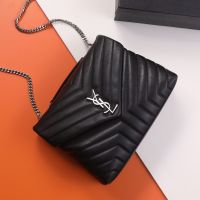 Saint Laurent Medium Loulou Chain Bag In Y Matelasse Leather Black/Silver