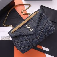 Saint Laurent Medium Loulou Puffer Bag In Denim Blue/Gold