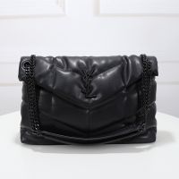 Saint Laurent Medium Loulou Puffer Bag In Quilted Lambskin Black