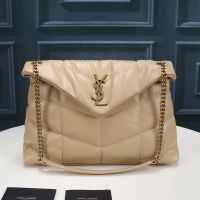 Saint Laurent Medium Loulou Puffer Bag In Quilted Lambskin Apricot/Gold