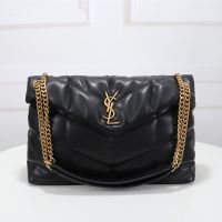 Saint Laurent Medium Loulou Puffer Bag In Quilted Lambskin Black/Gold