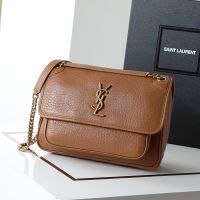 Saint Laurent Medium Niki Bag In Grained Lambskin Brown/Gold