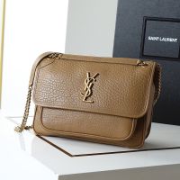 Saint Laurent Medium Niki Bag In Grained Lambskin Camel/Gold