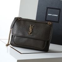Saint Laurent Medium Niki Bag In Grained Lambskin Chocolate/Gold