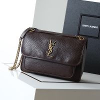 Saint Laurent Medium Niki Bag In Grained Lambskin Coffee/Gold