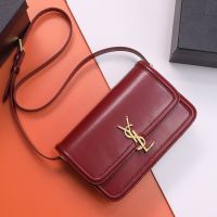 Saint Laurent Medium Solferino Satchel In Box Leather Burgundy/Gold