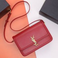 Saint Laurent Medium Solferino Satchel In Box Leather Red/Gold
