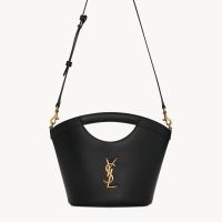 Saint Laurent Mini Celia Tote In Smooth Leather Black/Gold