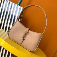 Saint Laurent Mini Le 5 A 7 Hobo Bag In Smooth Leather Brown/Gold