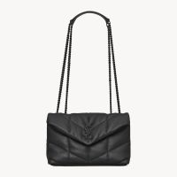Saint Laurent Mini Loulou Puffer Bag In Quilted Lambskin Black