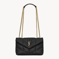 Saint Laurent Mini Loulou Puffer Bag In Quilted Lambskin Black/Gold