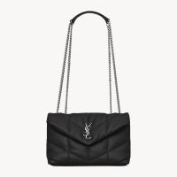 Saint Laurent Mini Loulou Puffer Bag In Quilted Lambskin Black/Silver