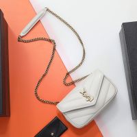 Saint Laurent Mini Loulou Chain Bag In Matelasse Lambskin White/Gold