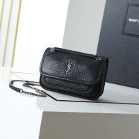 Saint Laurent Mini Niki Bag In Grained Lambskin Black/Silver