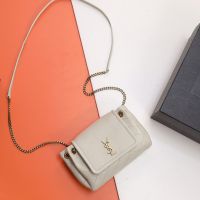 Saint Laurent Mini Nolita Bag In Diamond-Quilted Lambskin White