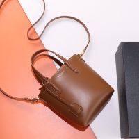 Saint Laurent Mini Toy Shopping Bag In Box Leather Brown