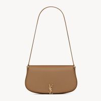 Saint Laurent Mini Voltaire Shoulder Bag In Smooth Leather Brown/Gold