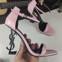 Saint Laurent Opyum Sandals Women Patent Leather Pink/Black