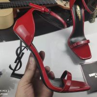 Saint Laurent Opyum Sandals Women Patent Leather Red/Black
