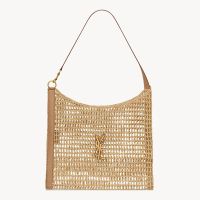 Saint Laurent Oxalis Shoulder Bag In Raffia Beige