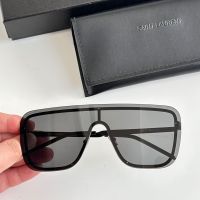 Saint Laurent SL364 Shield Sunglasses In Metal with Signature