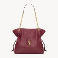 Saint Laurent Small Jamie Shopping Bag In Lambskin Burgundy/Gold