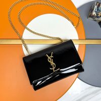 Saint Laurent Small Kate Bag In Patent Leather Black/Gold