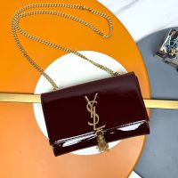 Saint Laurent Small Kate Tassel Bag In Patent Leather Red/Gold