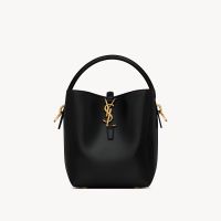 Saint Laurent Small Le 37 Bucket Bag In Shiny Leather Black/Gold