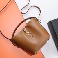 Saint Laurent Small Le 37 Bucket Bag In Shiny Leather Brown/Gold