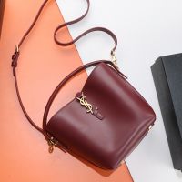 Saint Laurent Small Le 37 Bucket Bag In Shiny Leather Red/Gold