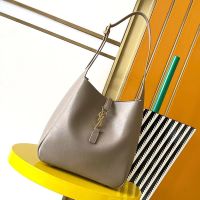 Saint Laurent Small Le 5 A 7 Supple Bag In Grained Leather Apricot/Gold