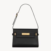 Saint Laurent Small Manhattan Shoulder Bag In Box Leather Black/Gold