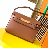 Saint Laurent Small Manhattan Shoulder Bag In Box Leather Brown/Gold