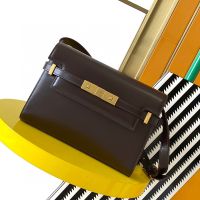 Saint Laurent Small Manhattan Shoulder Bag In Box Leather Burgundy/Gold