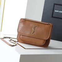 Saint Laurent Small Niki Bag In Grained Lambskin Brown/Gold