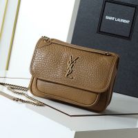 Saint Laurent Small Niki Bag In Grained Lambskin Camel/Gold