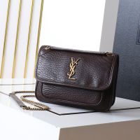 Saint Laurent Small Niki Bag In Grained Lambskin Coffee/Gold