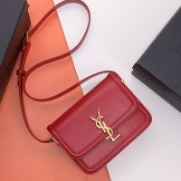 Saint Laurent Small Solferino Satchel In Box Leather Red/Gold