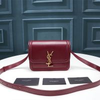 Saint Laurent Small Solferino Satchel In Box Leather Burgundy/Gold
