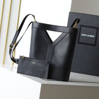 Saint Laurent Small Y Bucket Bag In Calfskin Black